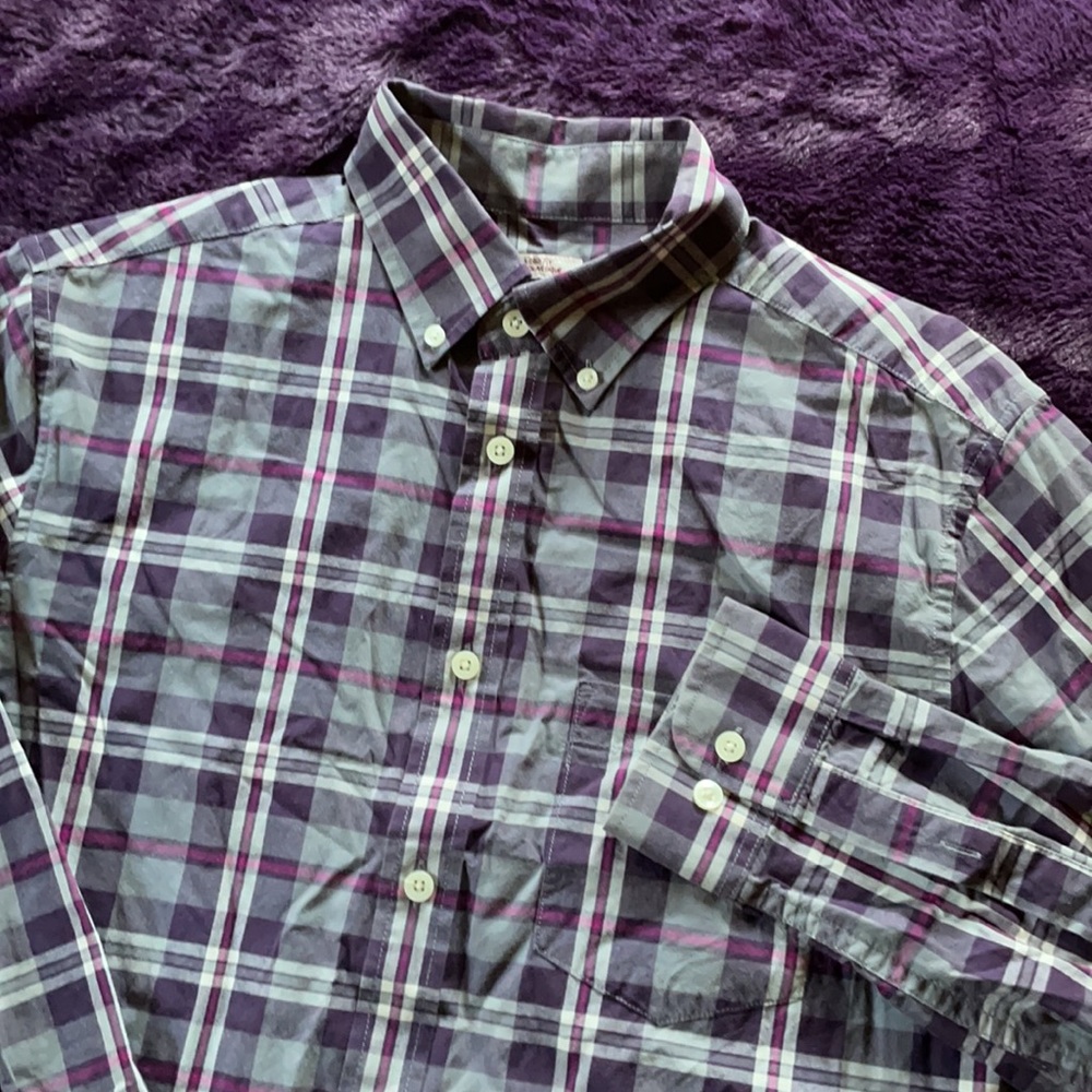 Purple & Grey Plaid Button Down